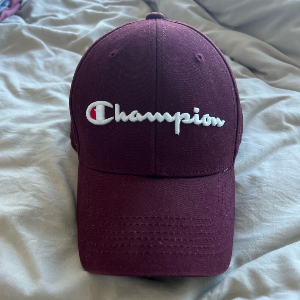 Champion Maroon Hat Leather Strap Back